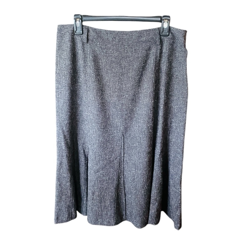 East 5th women’s fit & flare midi tweed zip skirt belt loops 14 charcoal gray